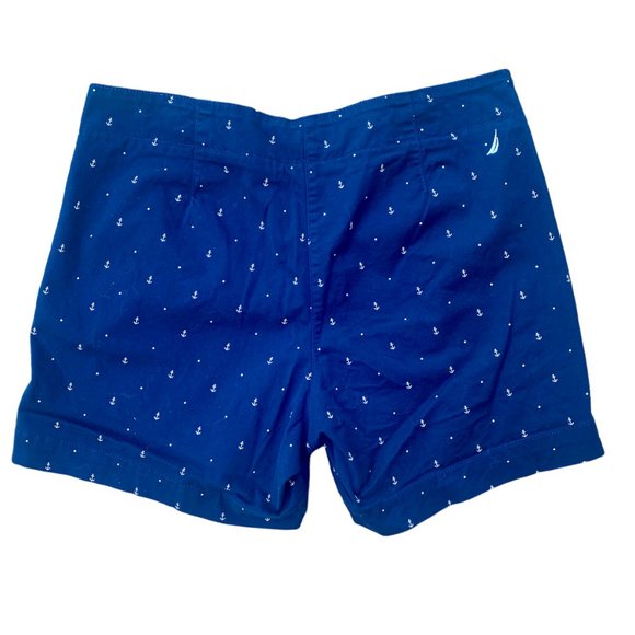 Nautica Cotton Anchor Shorts Sz 8 Navy Nautical Sailor Flat Coast Neutral Preppy - Picture 7 of 10